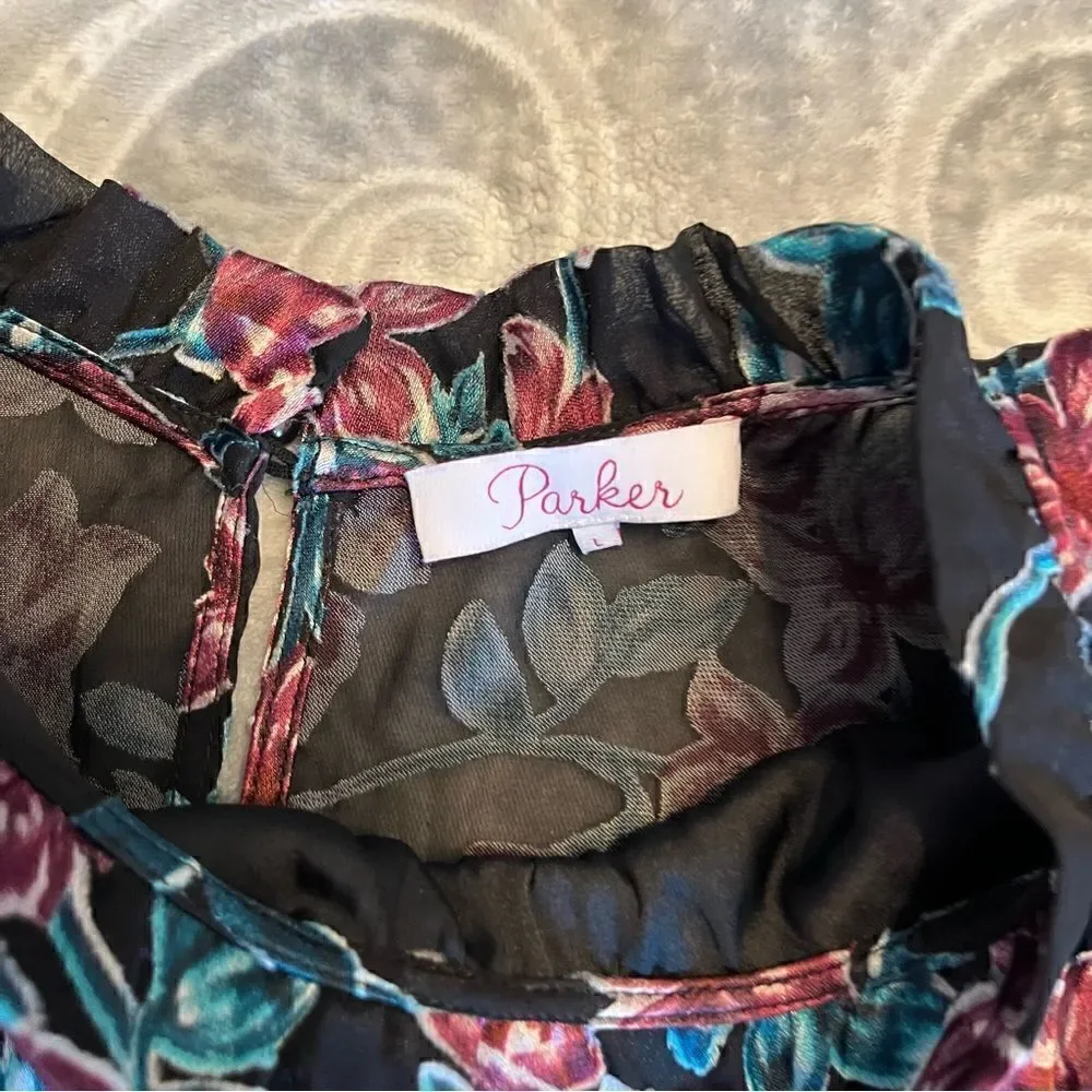 Parker  PERLA LONG-SLEEVE FLORAL MINI DRESS IN MULTI